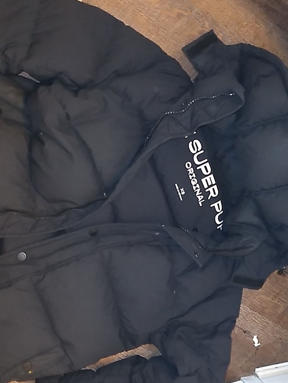 Superpuff Black Womans Puffer Coat with Hood